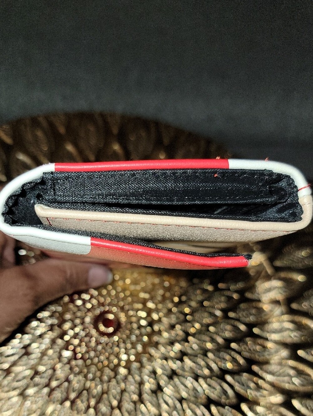 Red Mushroom Clutch Wallet with Beige Face - Picture 7 of 10